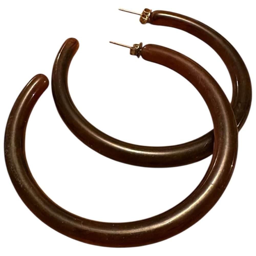 Vintage Brown Acrylic Hoop Earrings